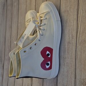 Authentic Comme des Garçons x Converse Chuck 70 High Top - Egret/Red Heart